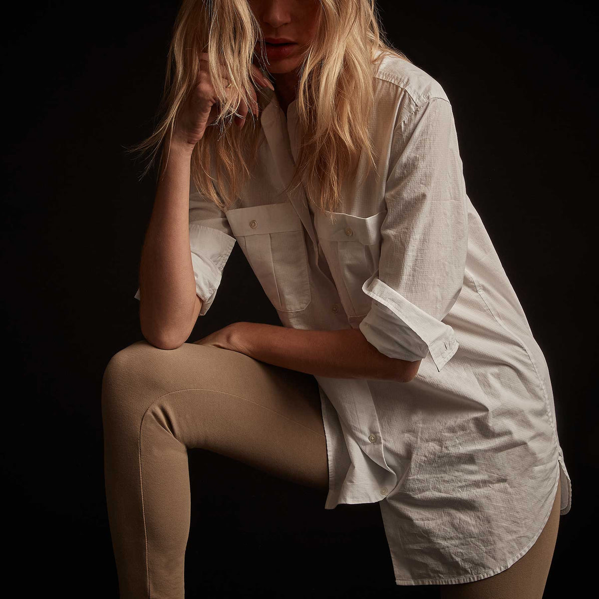 Supima Ripstop Utility Shirt - White | James Perse Los Angeles