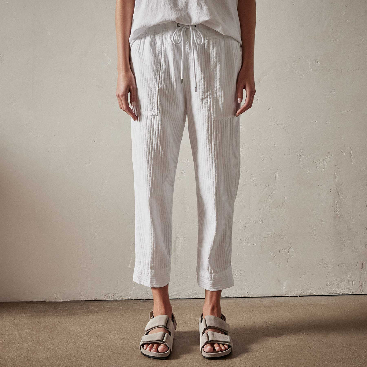 Seersucker Pant in White | James Perse Los Angeles 