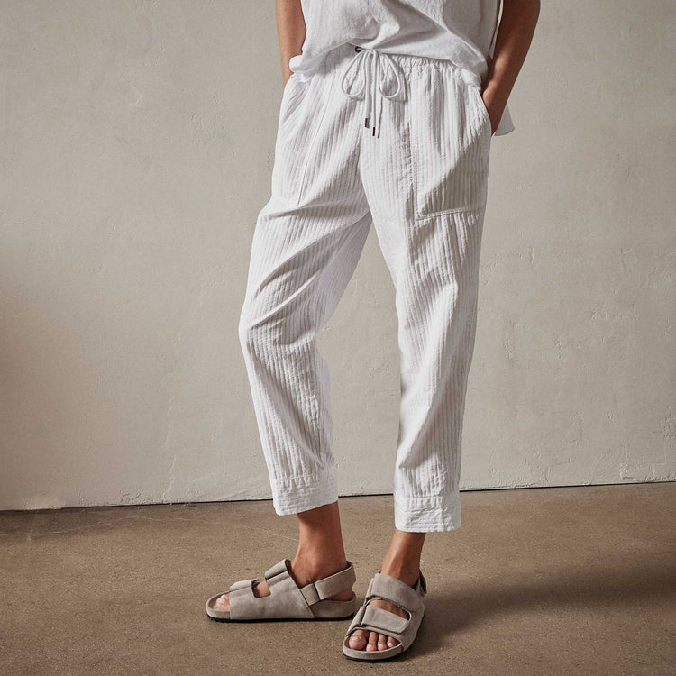 Seersucker Pant in White | James Perse Los Angeles 