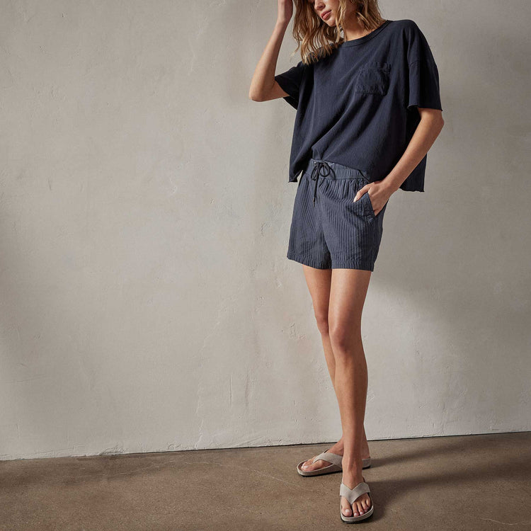 Seersucker Short in Blue Oil | James Perse Los Angeles 
