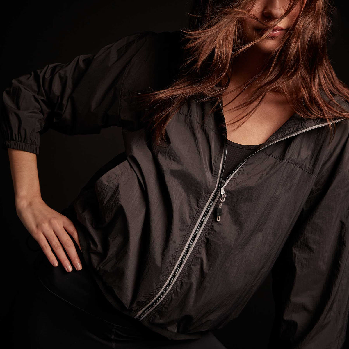 Oversized Full Zip Parka - Black | James Perse Los Angeles