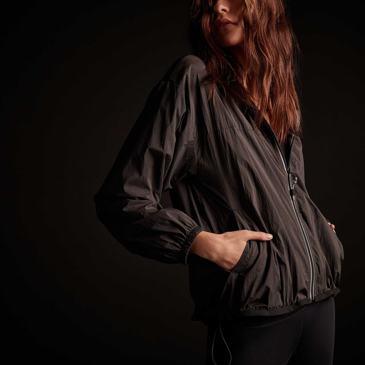 Oversized Full Zip Parka - Black | James Perse Los Angeles