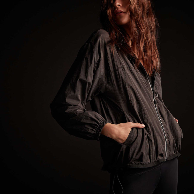 Oversized Full Zip Parka - Black | James Perse Los Angeles