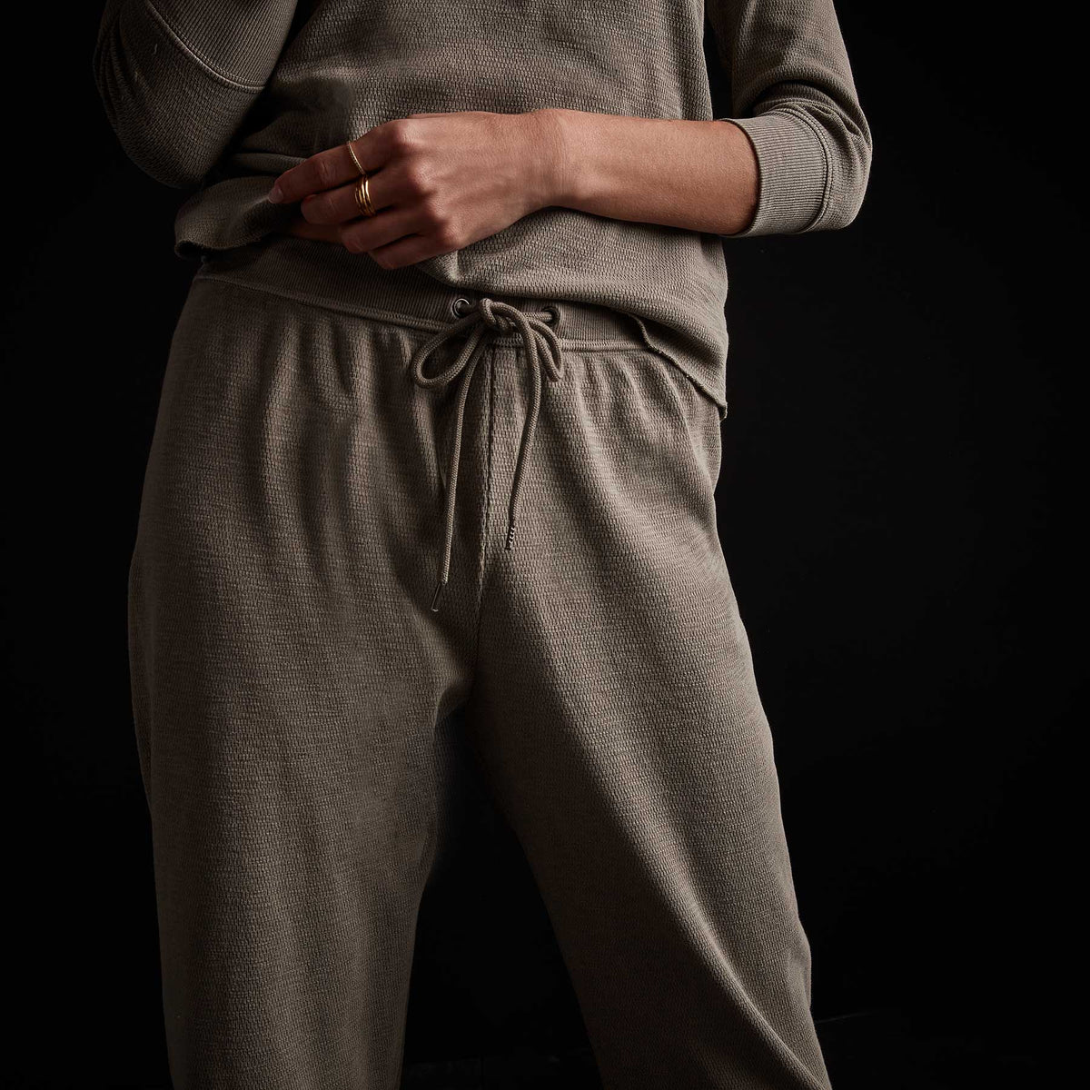 Thermal Knit Crop Sweatpant - Greystone Pigment | James Perse Los Angeles