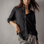 Stretch Viscose Shirt in Black | James Perse Los Angeles