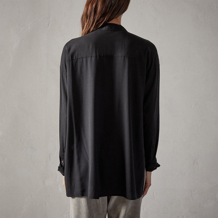 Stretch Viscose Shirt in Black | James Perse Los Angeles