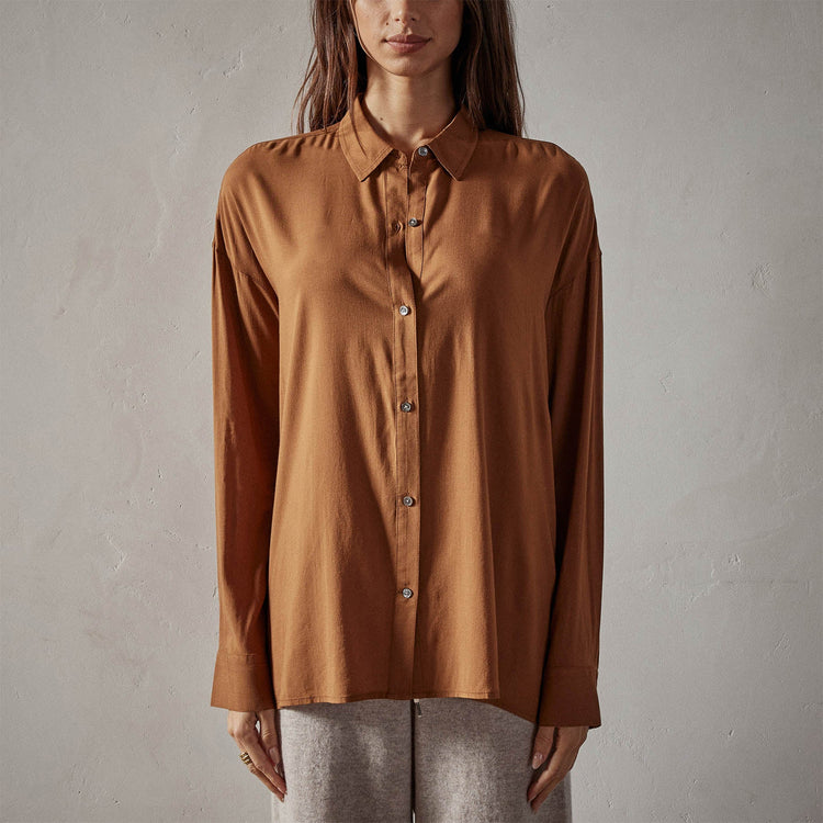 Stretch Viscose Shirt in Copper | James Perse Los Angeles