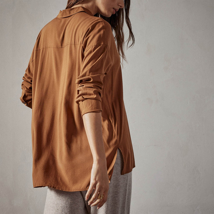 Stretch Viscose Shirt in Copper | James Perse Los Angeles
