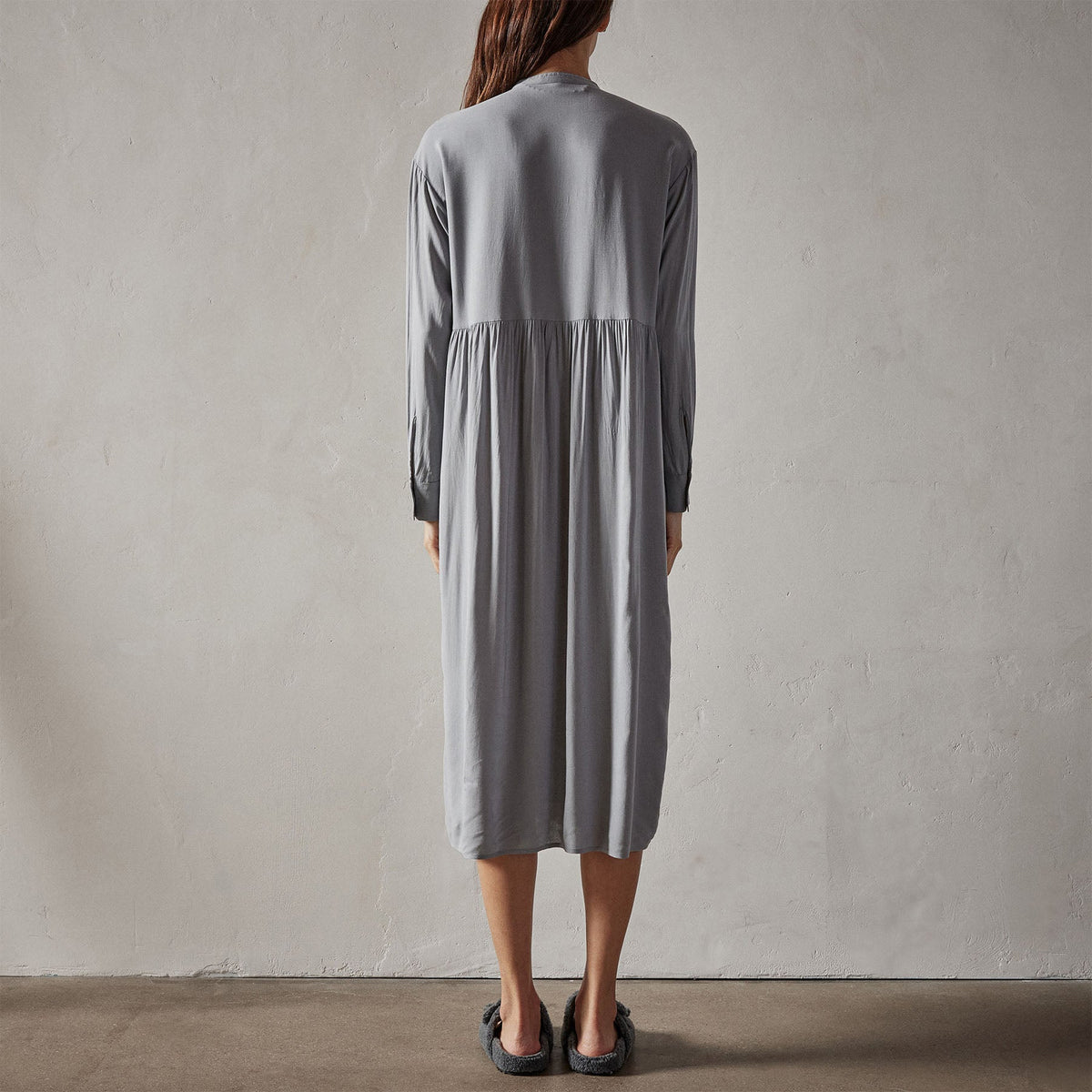 Stretch Viscose Shirt Dress in Ocean Mist | James Perse Los Angeles