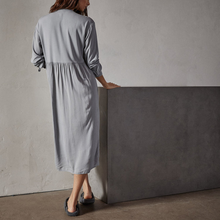 Stretch Viscose Shirt Dress in Ocean Mist | James Perse Los Angeles