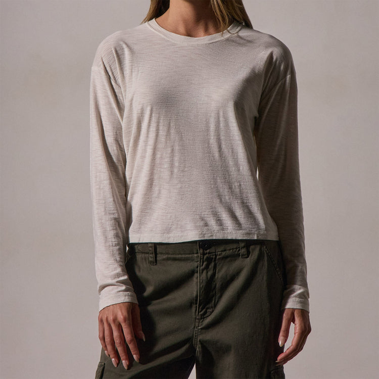 Boxy Long Sleeve Tee in Canvas | James Perse Los Angeles
