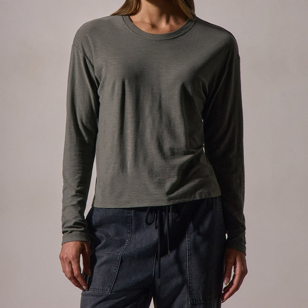 Boxy Long Sleeve Tee in Palm | James Perse Los Angeles