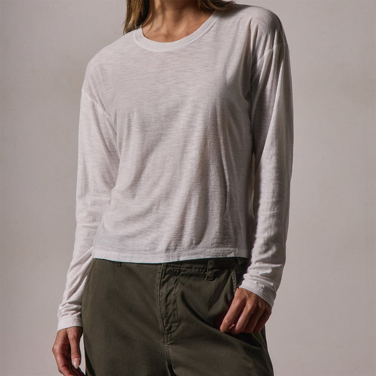 Boxy Long Sleeve Tee in White | James Perse Los Angeles