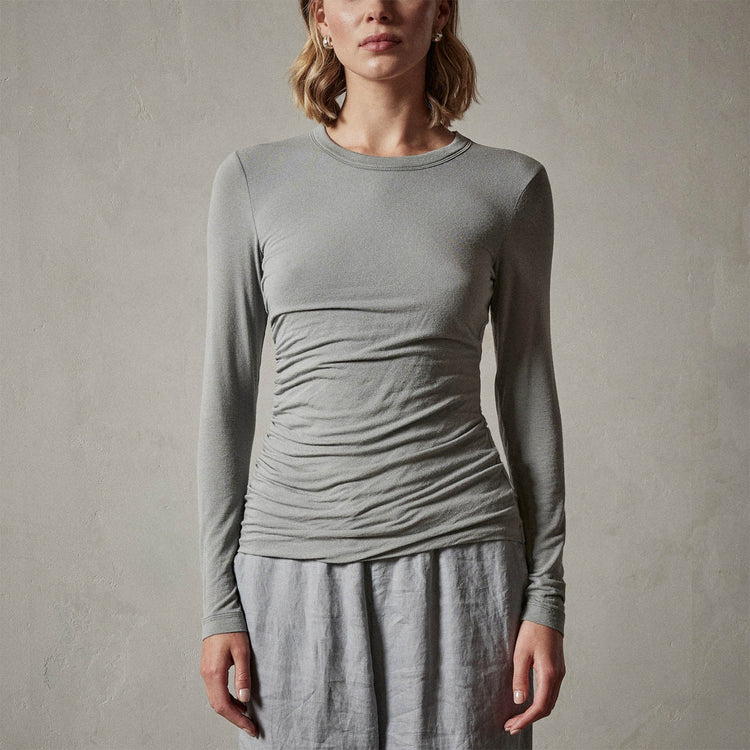 Shoreline Ruched Top in Silver Grey | James Perse Los Angeles