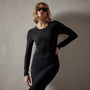 Shoreline Ruched Dress in Black | James Perse Los Angeles