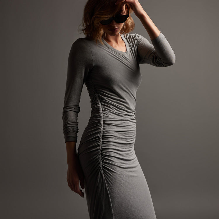 Shoreline Ruched Dress in Silver Grey | James Perse Los Angeles