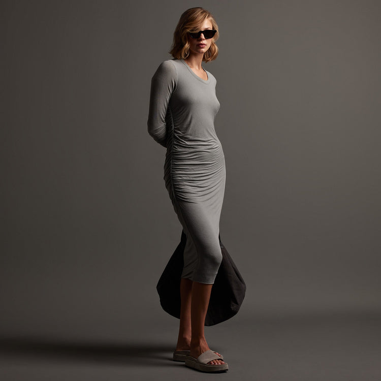 Shoreline Ruched Dress in Silver Grey | James Perse Los Angeles