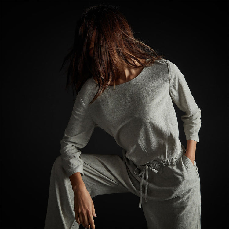 Back Keyhole Jumpsuit in Grey Melange | James Perse Los Angeles