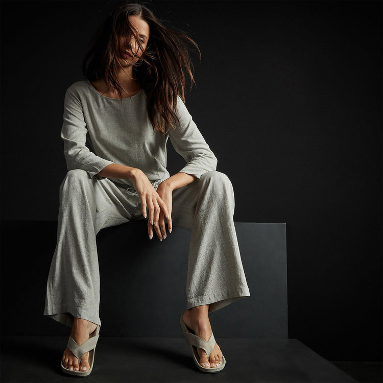Back Keyhole Jumpsuit in Grey Melange | James Perse Los Angeles