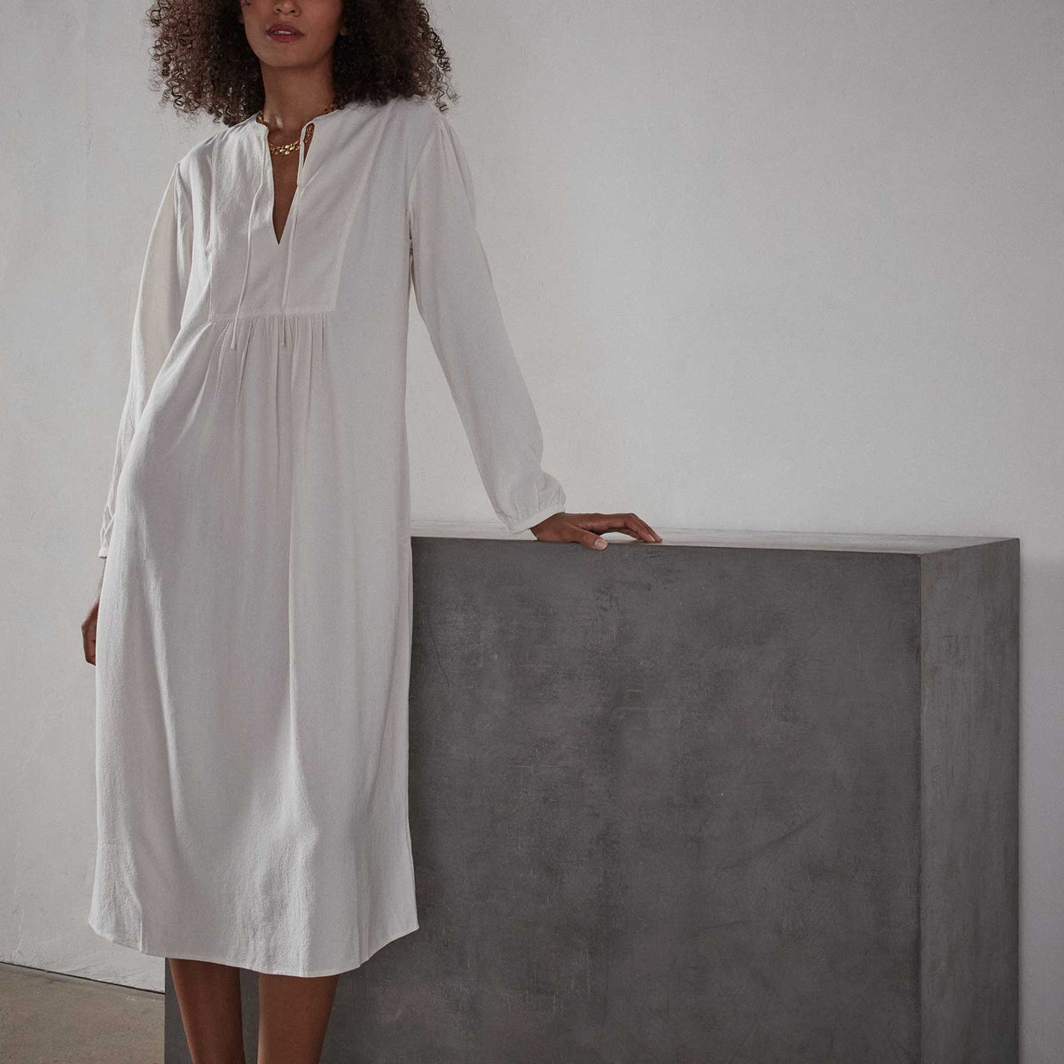 Peasant Dress - Ivory | James Perse Los Angeles