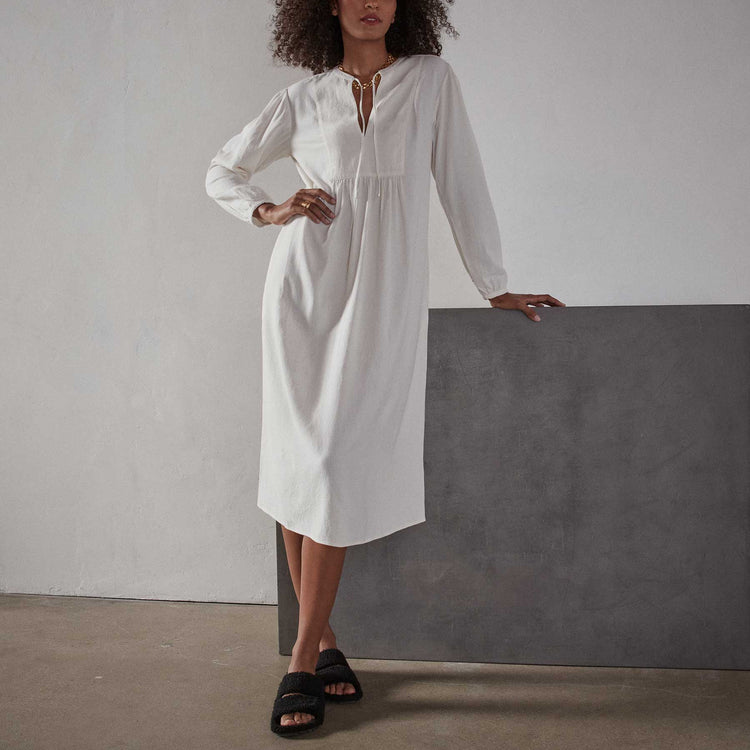 Peasant Dress - Ivory | James Perse Los Angeles