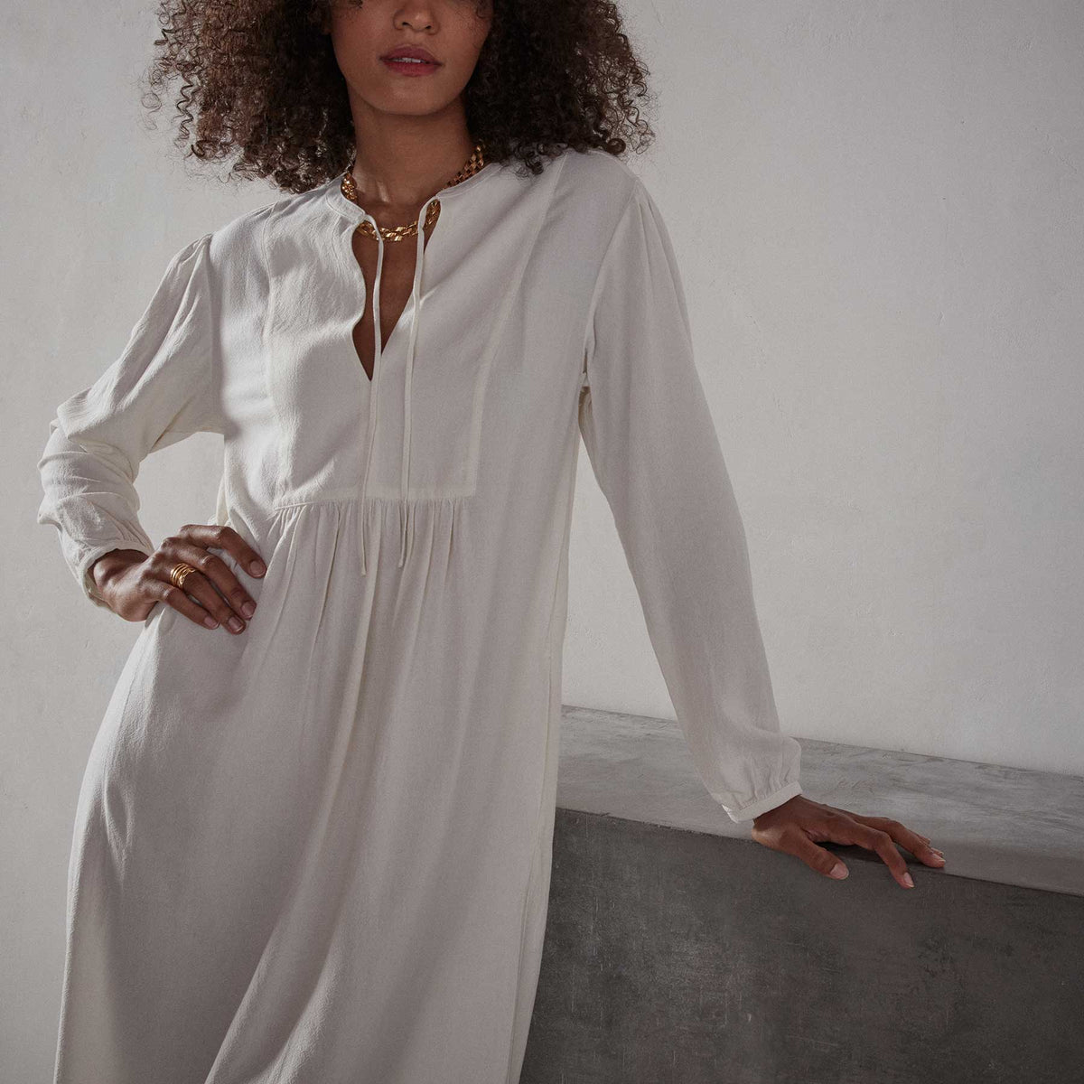 Peasant Dress - Ivory | James Perse Los Angeles