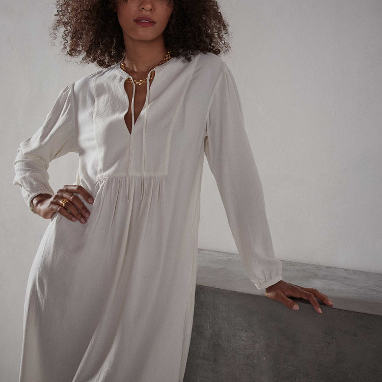 Peasant Dress - Ivory | James Perse Los Angeles