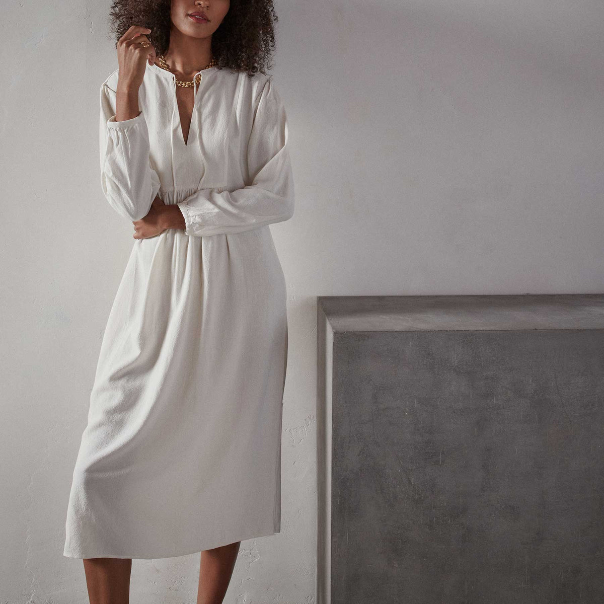 Peasant Dress - Ivory | James Perse Los Angeles