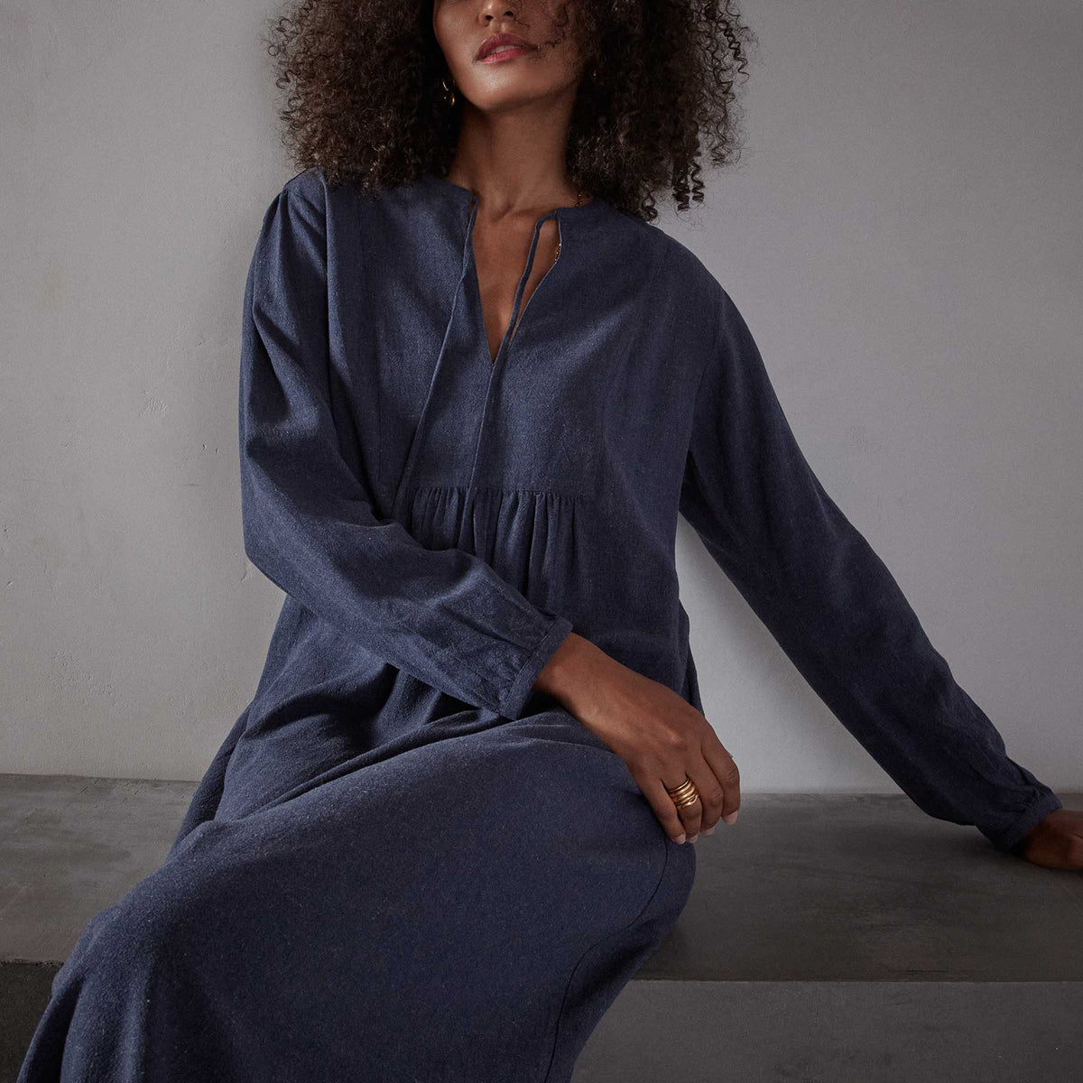 Peasant Dress - Navy | James Perse Los Angeles