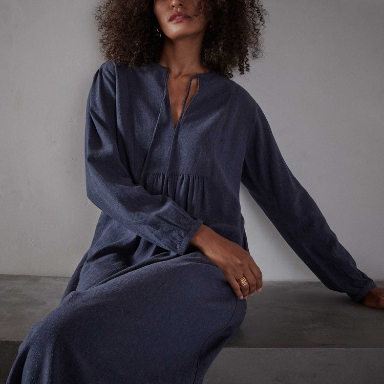 Peasant Dress - Navy | James Perse Los Angeles