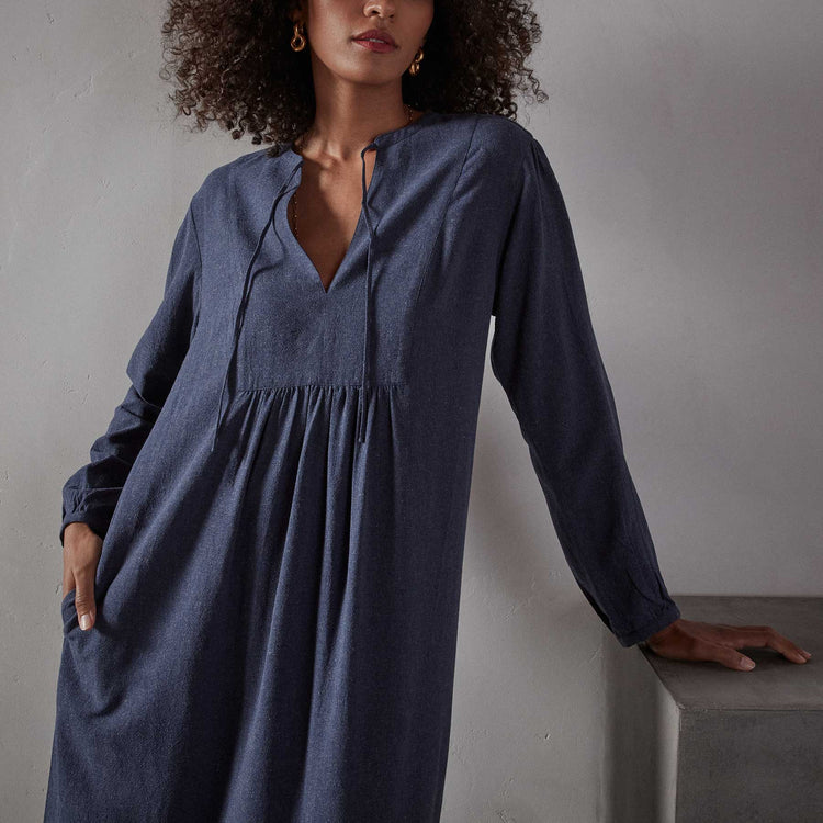 Peasant Dress - Navy | James Perse Los Angeles