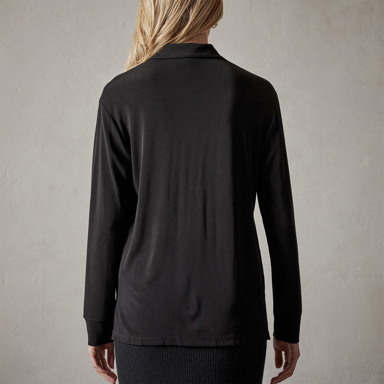 Stretch Matte Jersey Shirt in Black | James Perse Los Angeles 