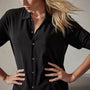 Stretch Matte Jersey Shirt in Black | James Perse Los Angeles 
