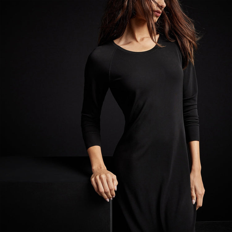 Open Seam Raglan Dress in Black | James Perse Los Angeles