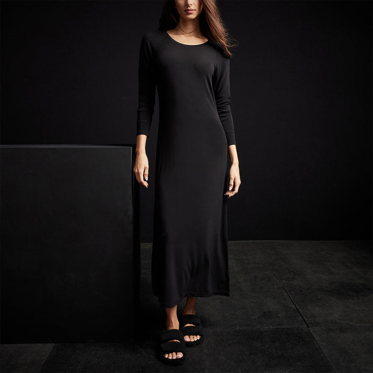 Open Seam Raglan Dress in Black | James Perse Los Angeles