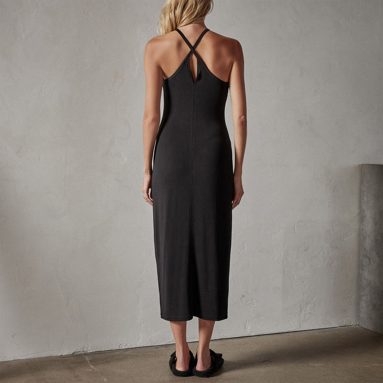 Cross Back Cocktail Dress in Black | James Perse Los Angeles