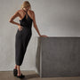 Cross Back Cocktail Dress in Black | James Perse Los Angeles