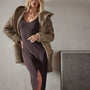 Split V Nk Jersey Shift Dress in Black Cherry | James Perse Los Angeles 