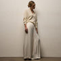 Satin Drawstring Wide Leg Pant in Ivory Pigment | James Perse Los Angeles