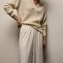 Satin Drawstring Wide Leg Pant in Ivory Pigment | James Perse Los Angeles