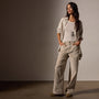 Satin Oversized Shirt in Putty Pigment | James Perse Los Angeles