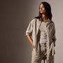 Satin Oversized Shirt in Putty Pigment | James Perse Los Angeles