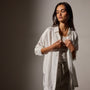 Satin Oversized Shirt in White | James Perse Los Angeles