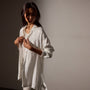 Satin Oversized Shirt in White | James Perse Los Angeles