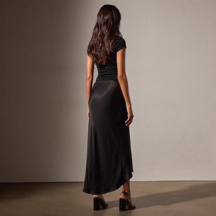 Bias Cut Drawstring Skirt in Black | James Perse Los Angeles
