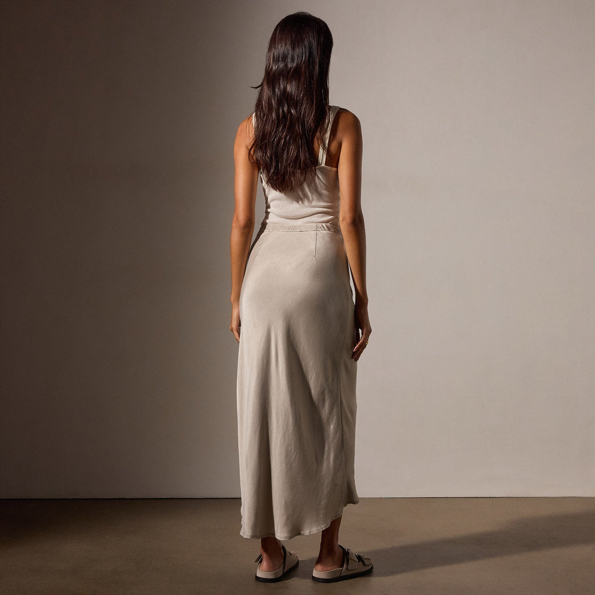 Bias Cut Drawstring Skirt in Putty Pigment | James Perse Los Angeles