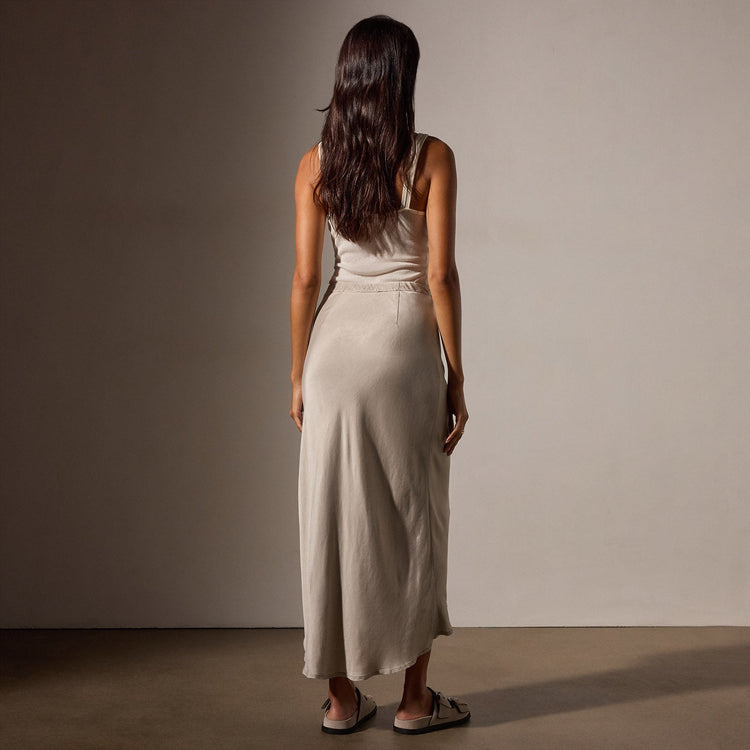 Bias Cut Drawstring Skirt in Putty Pigment | James Perse Los Angeles