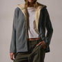 Sherpa Hooded Open Front Jacket in Heather Grey | James Perse Los Angeles