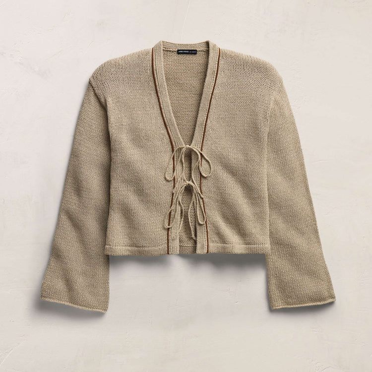 Baja Tie Front Cardigan in Natural/Tobacco | James Perse Los Angeles