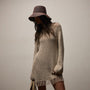 Cotton Linen Open Knit Tunic with Fringe in Natural | James Perse Los Angeles